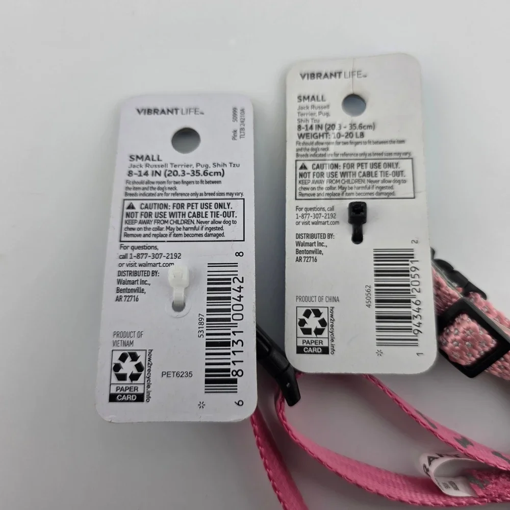 Vibrant Life‎ Dog Collar Bundle Padded Reflective Pink Styles Size S